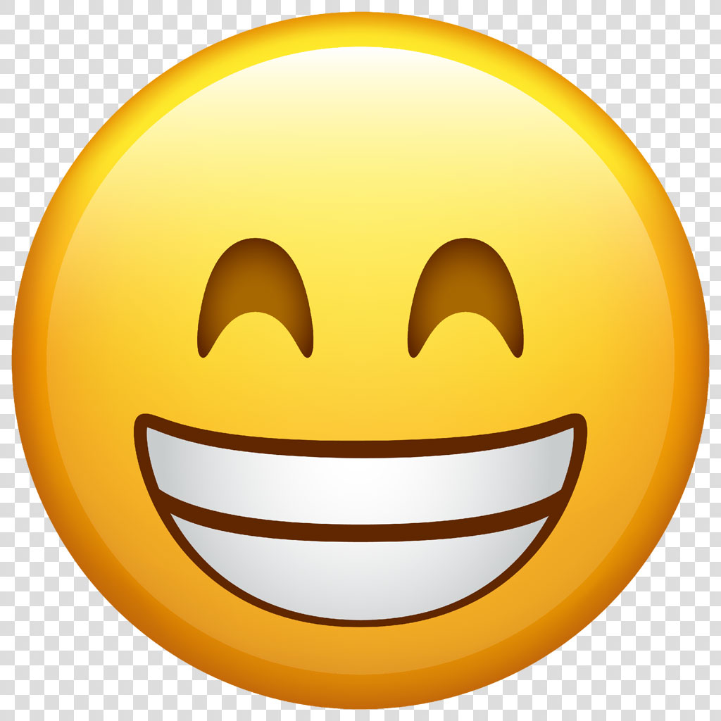 A smiling face emoji with closed eyes and a wide smile