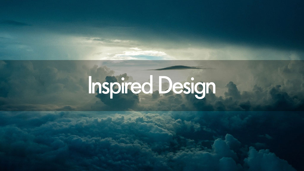 Inspired Design banner with a cloudy landscape
