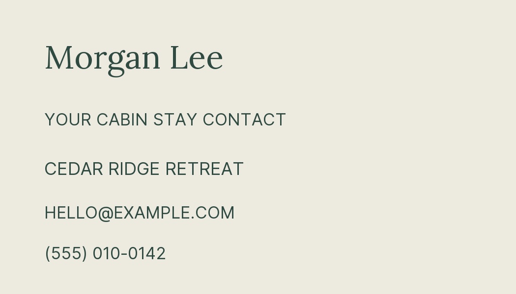 Preview for The Cedar Ridge Retreat Agent Contact Card Template