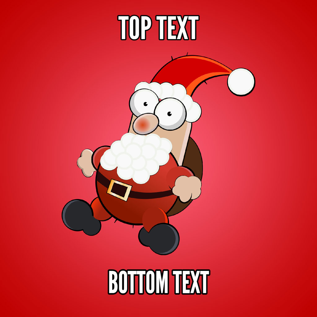 Cartoon Santa Claus with a surprised expression on a red background