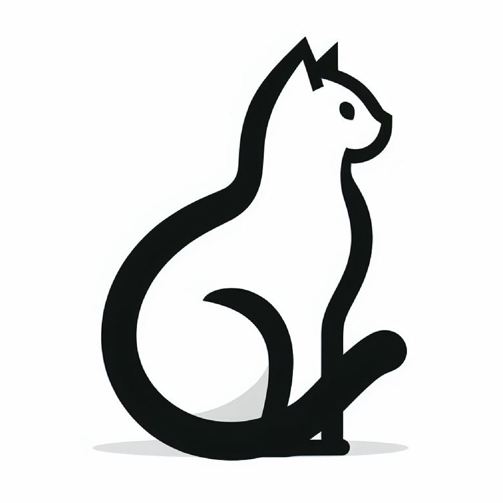 Minimalist black cat logo
