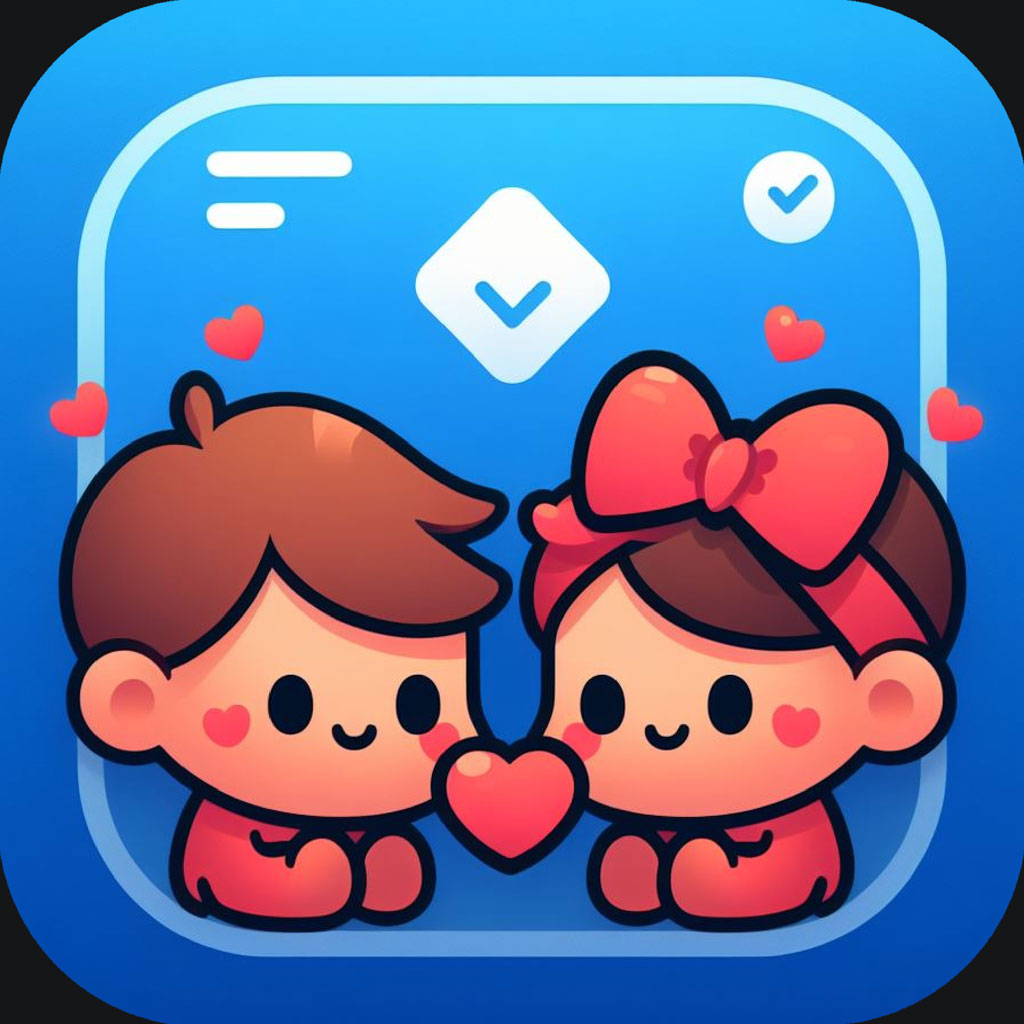 Cartoon couple icon with heart