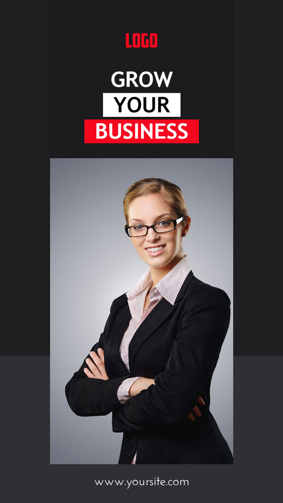 Confident businesswoman in a black suit