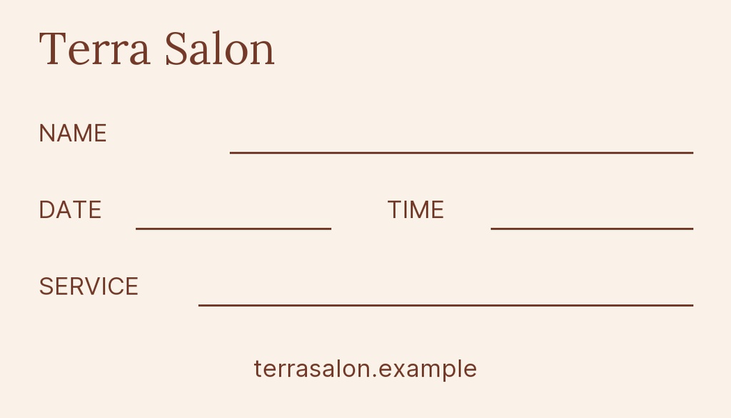 Preview for Terra Salon Appointment Card Template