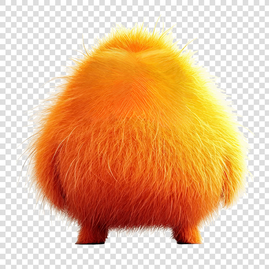A fuzzy, orange creature with three legs