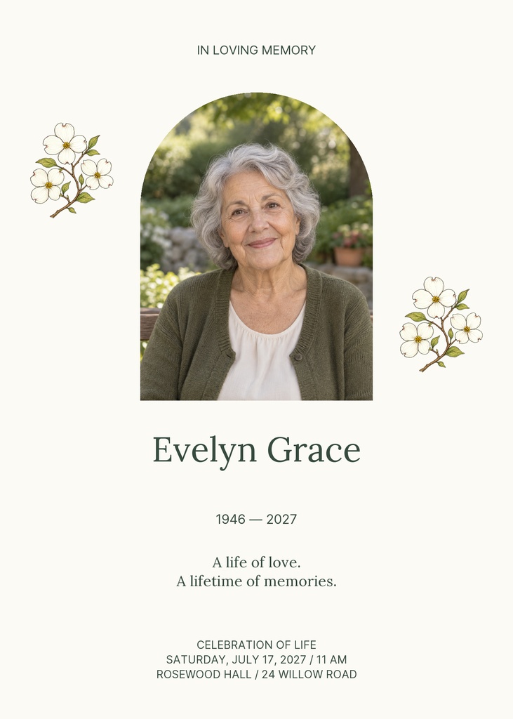 Preview for A Life Remembered Remembrance Card Template