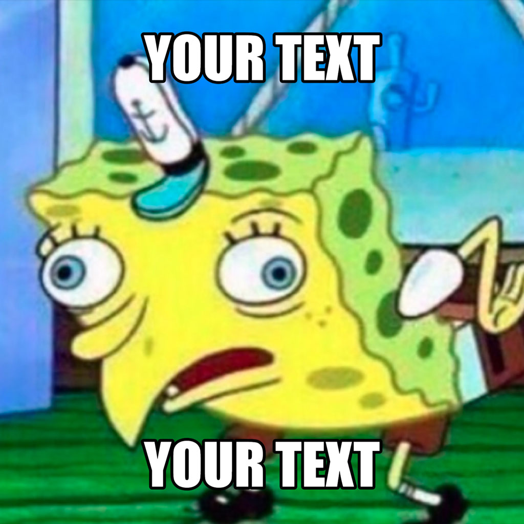 SpongeBob SquarePants with a shocked expression and green mold on his head