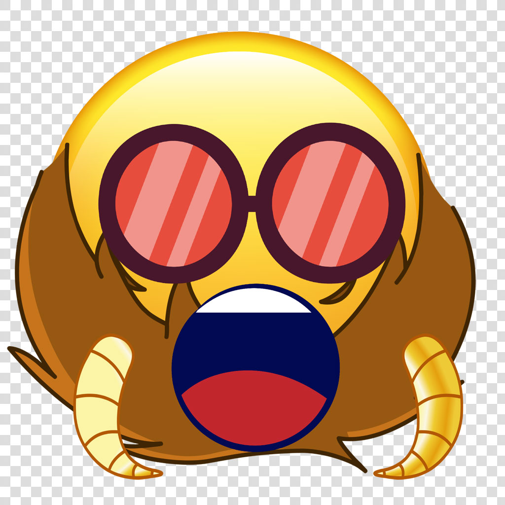 A yellow emoji with sunglasses and the Dutch flag in its mouth.