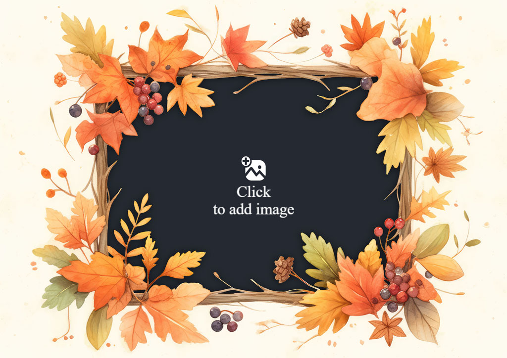 Autumn leaves and branches forming a frame around a black rectangle