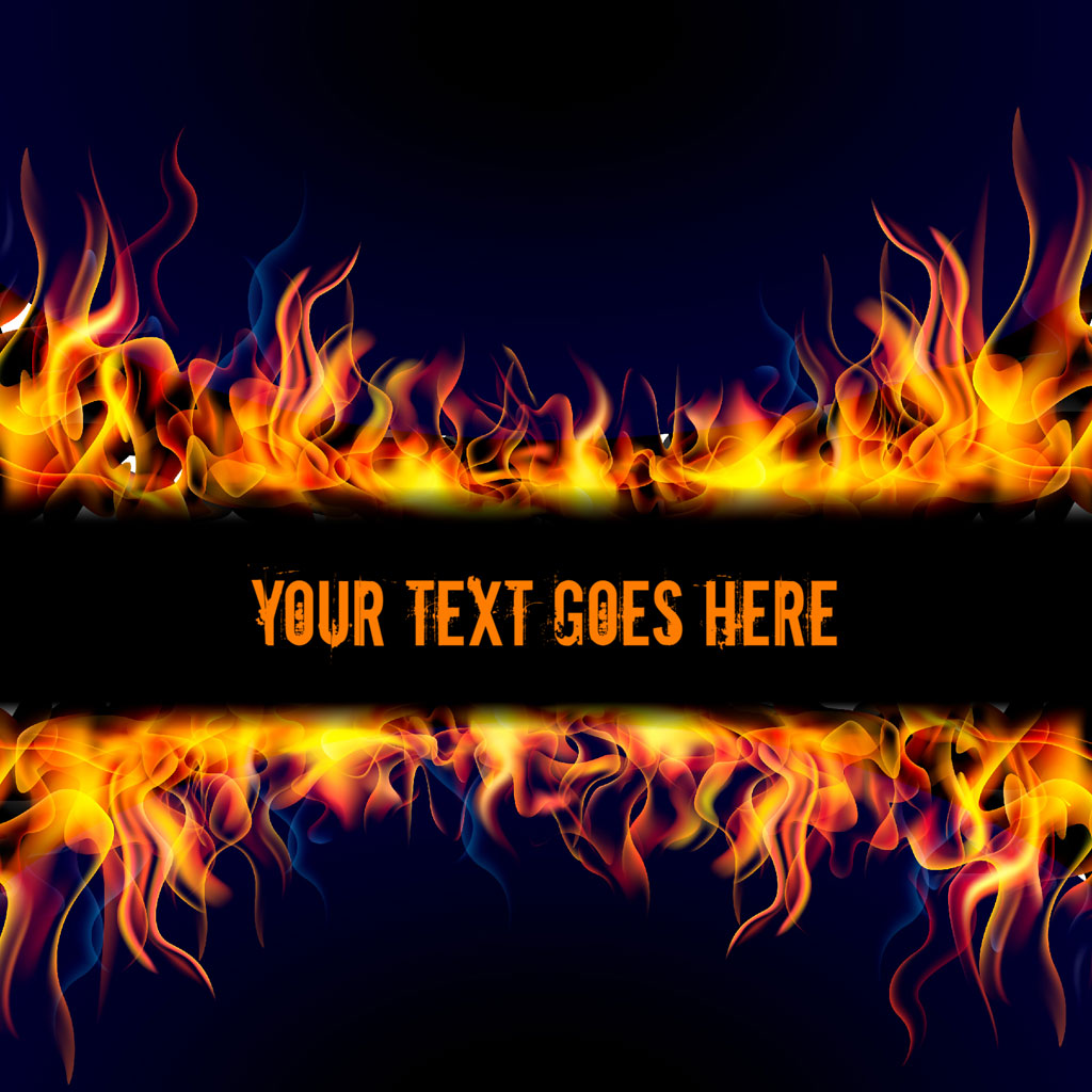 A template featuring flames on a dark background with space for text.