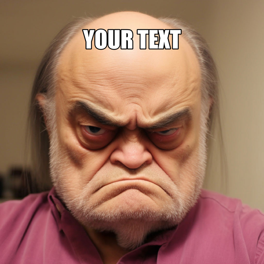 An older man with a displeased expression