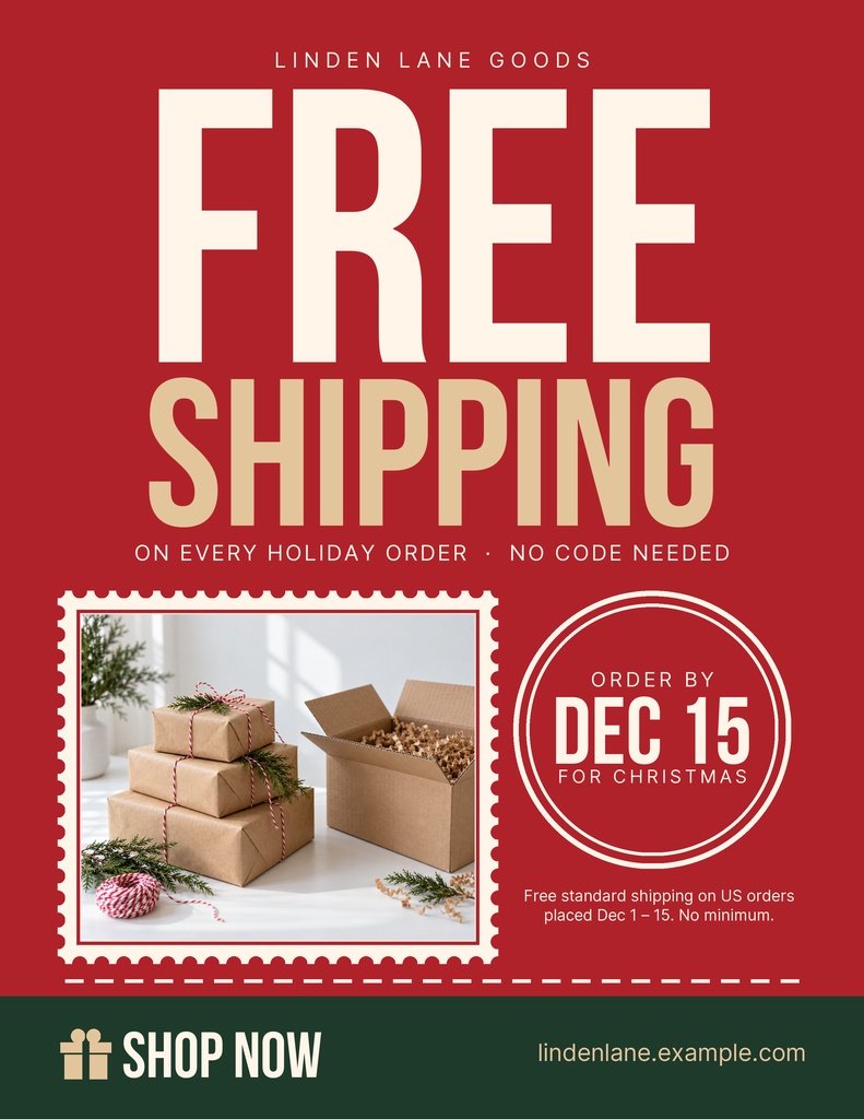 Preview for Free Holiday Shipping Days Letter Flyer Template