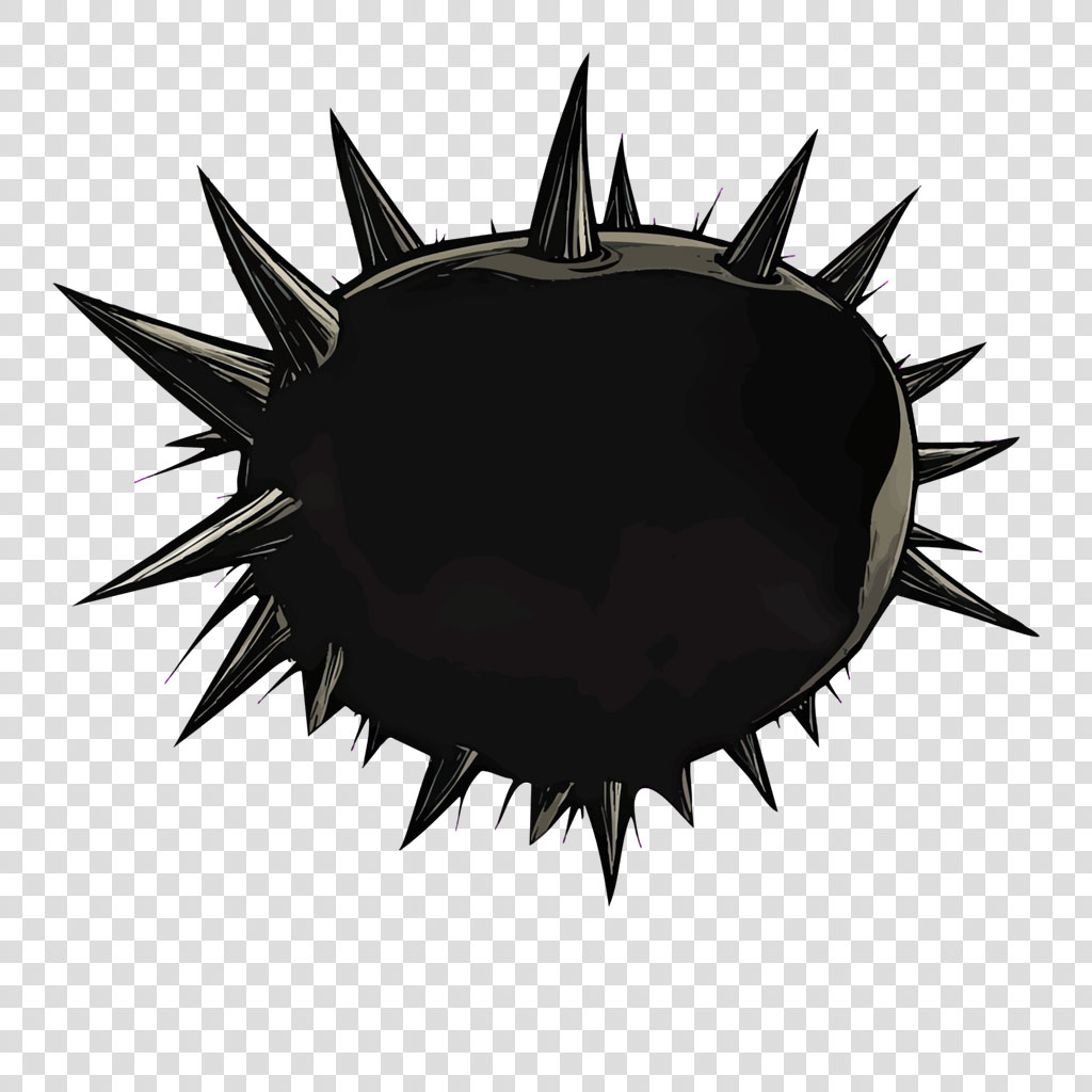 Black spiked shield on white background