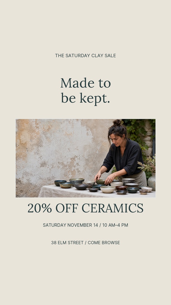 Preview for The Saturday Clay Sale Story Opener Template