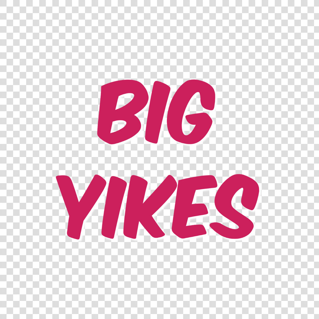 Image with 'BIG YIKES' text in pink letters on a black background
