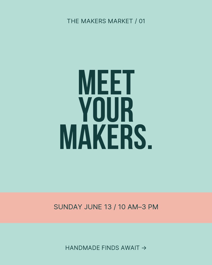 Portrait poster with mint background, centered bold text, and a peach band across the lower third.