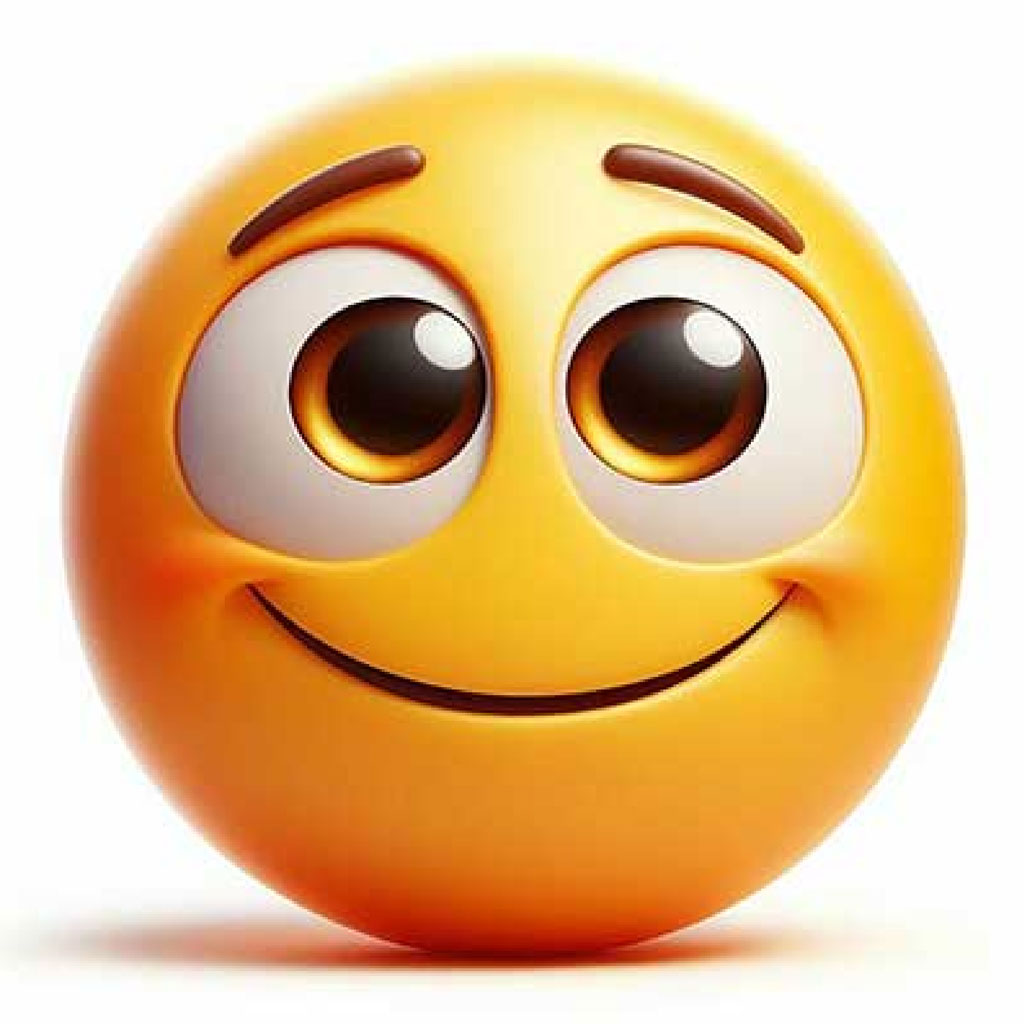 A 3D yellow emoji with a surprised face