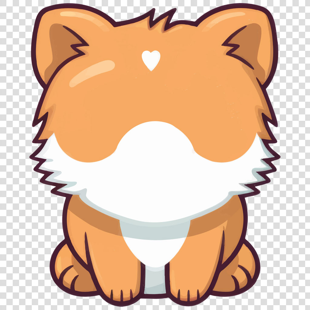 Cartoon fox with a heart on its forehead