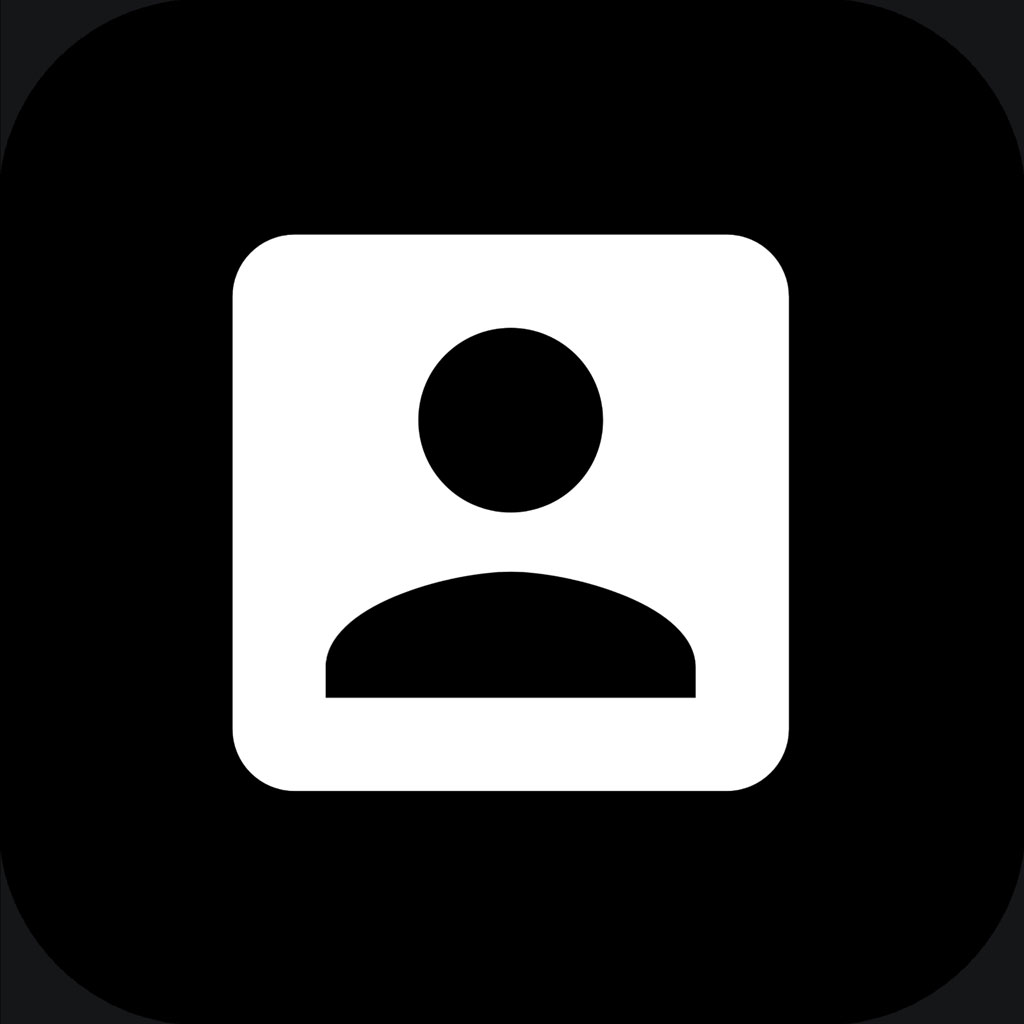 User profile icon with a black silhouette on a white square background