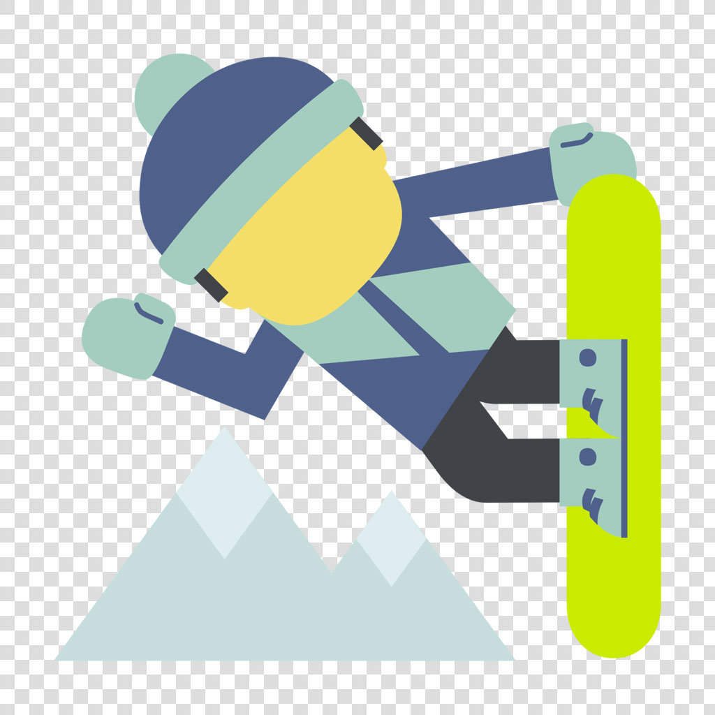 Illustration of a snowboarder jumping with a snowboard