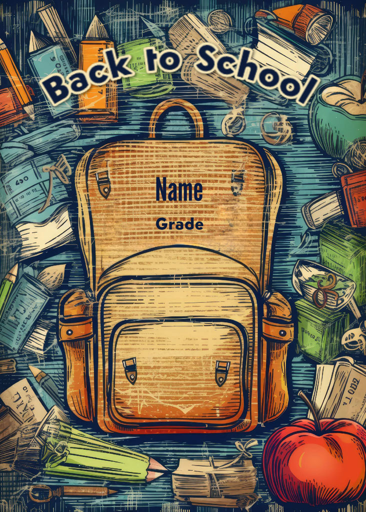 Back to School illustration with a backpack and school supplies