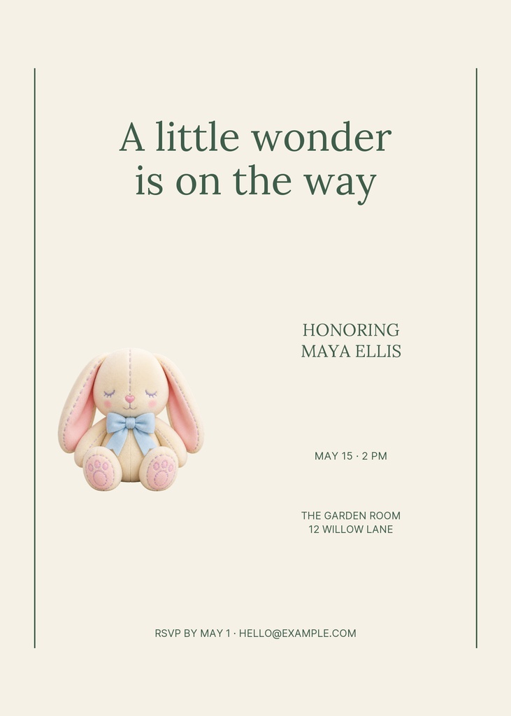 Preview for A Little Wonder 5 × 7 Invitation Template