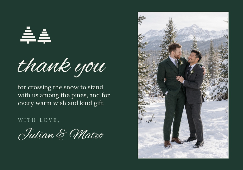 Preview for Evergreen Vows Thank-you Card Template