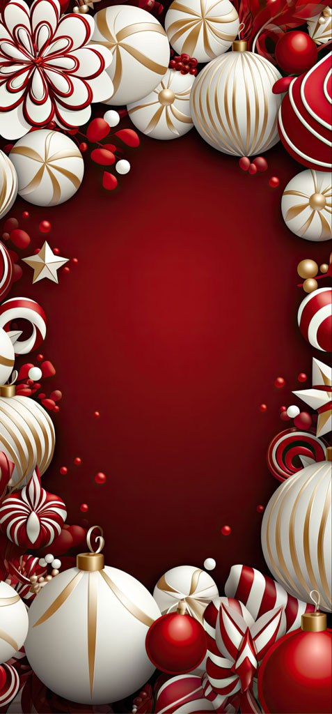 Christmas ornaments on a red background