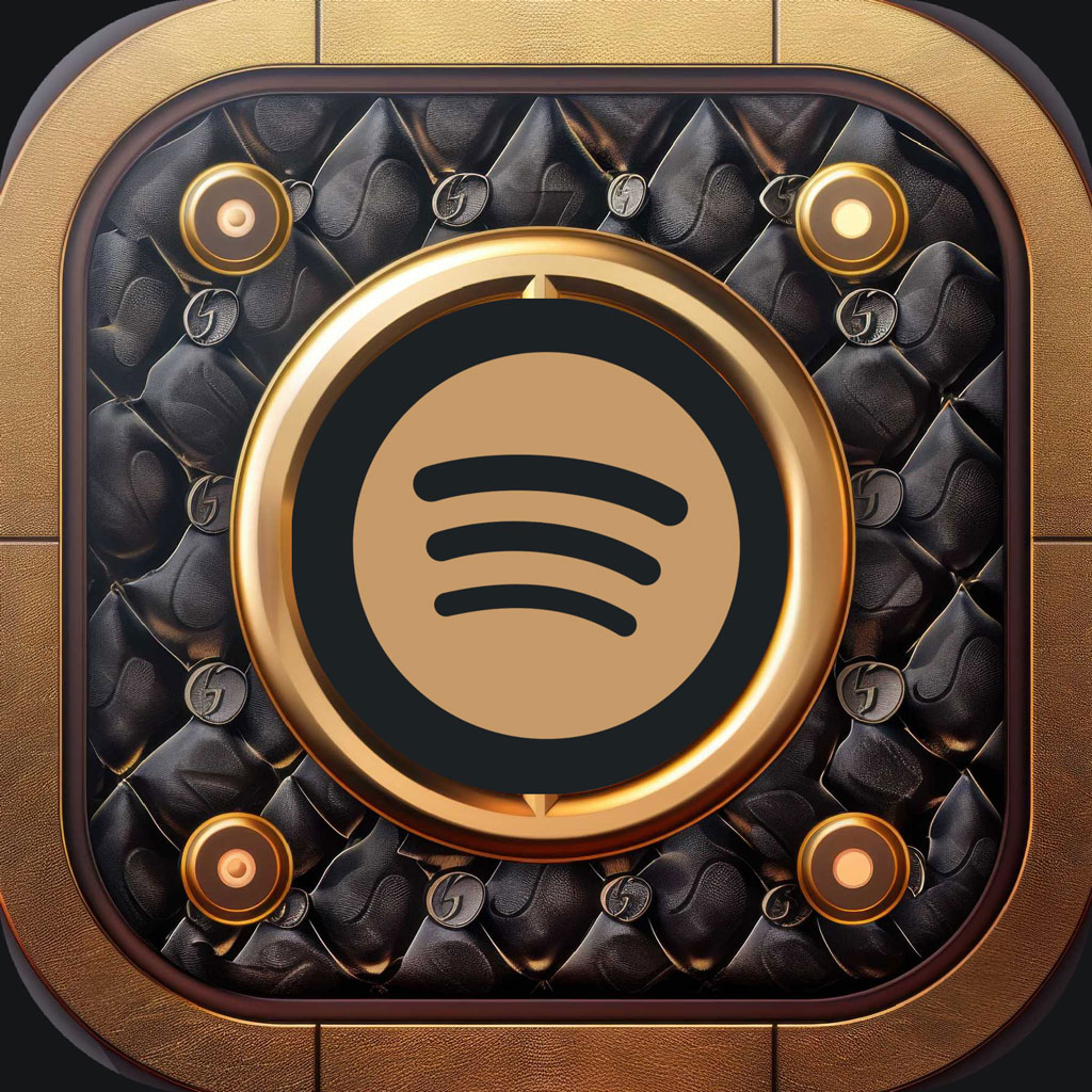 Luxury Spotify icon with gold and black design