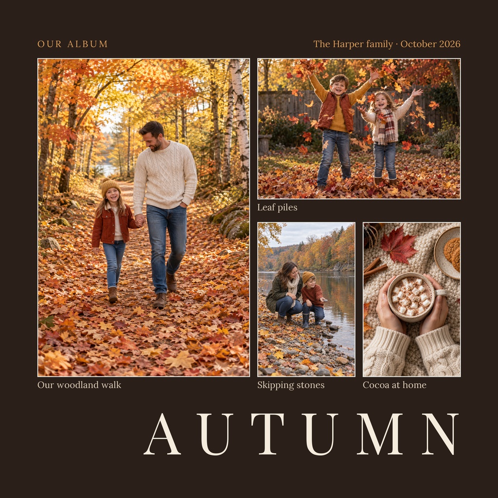 Preview for Our Autumn Album Square Collage Template