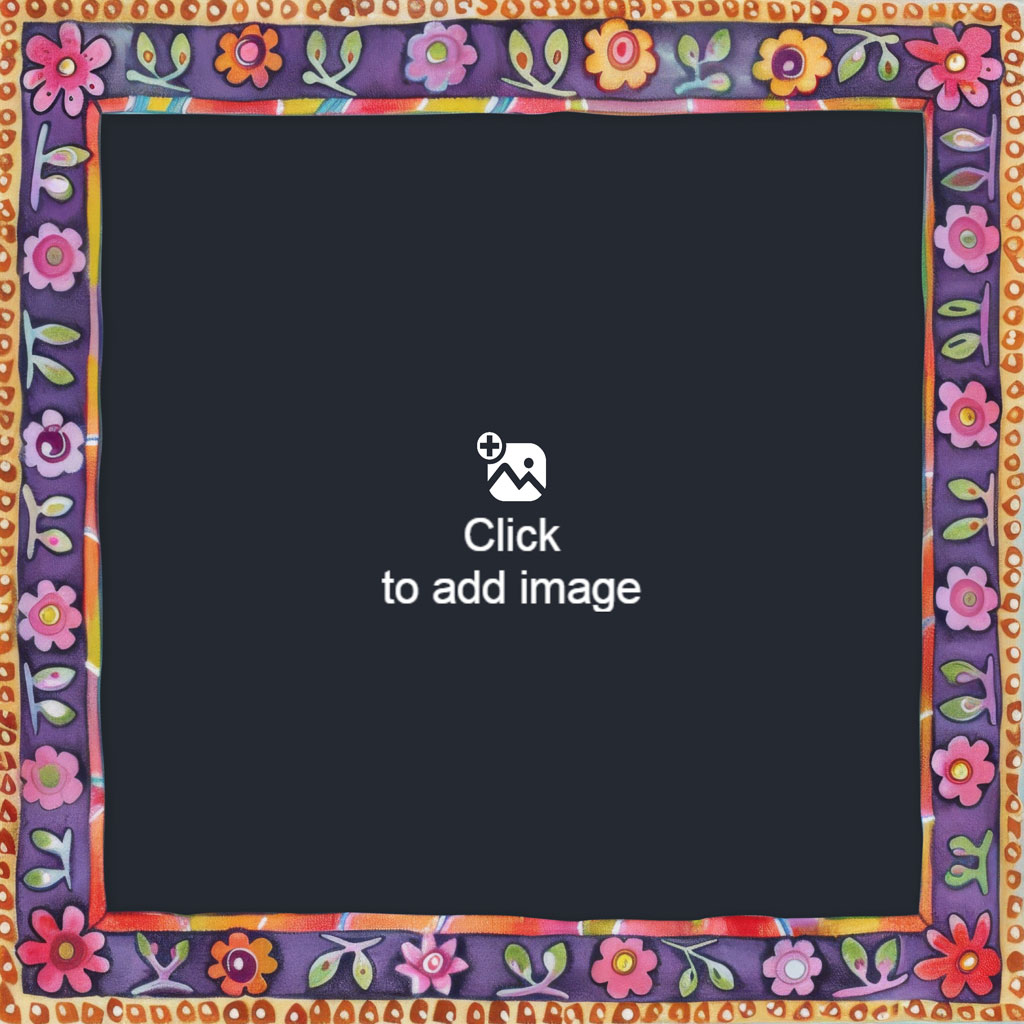 A colorful floral frame surrounding a black square