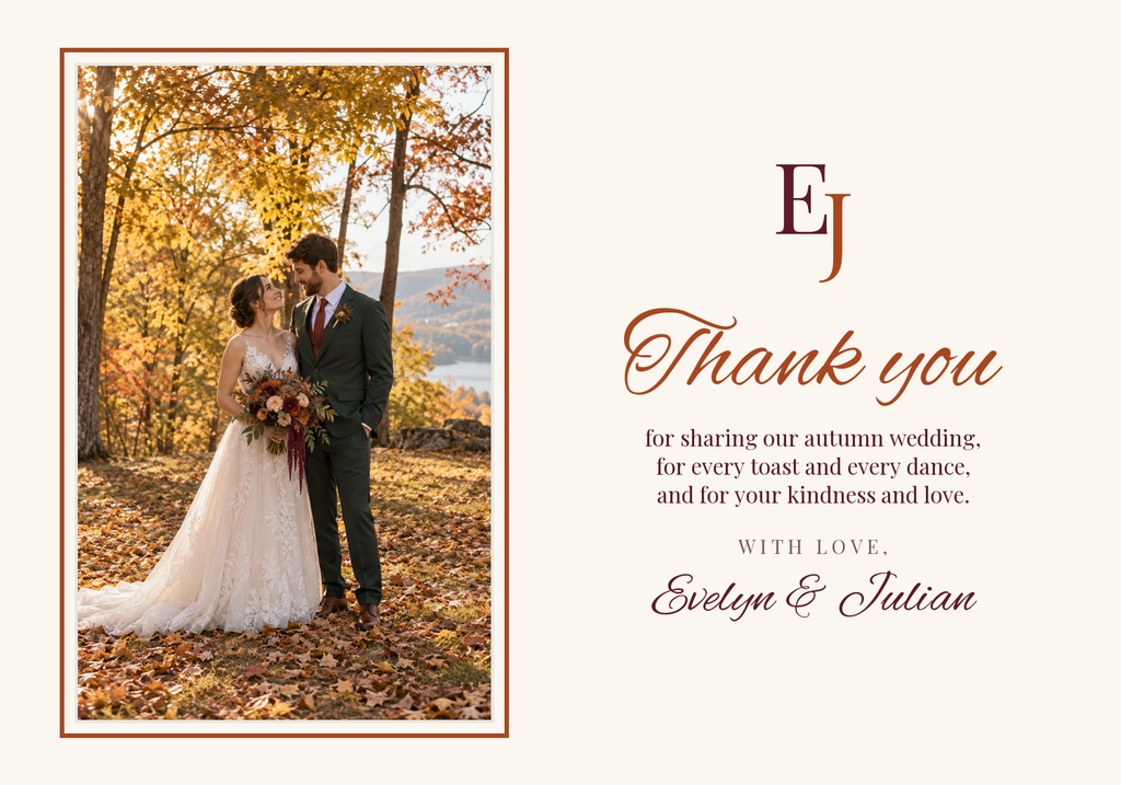 Preview for Autumn Ember Wedding Thank-you Card Template