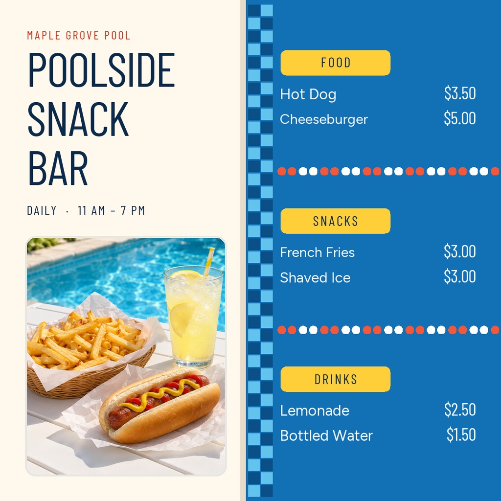 Preview for The Poolside Snack Bar Square Post Template