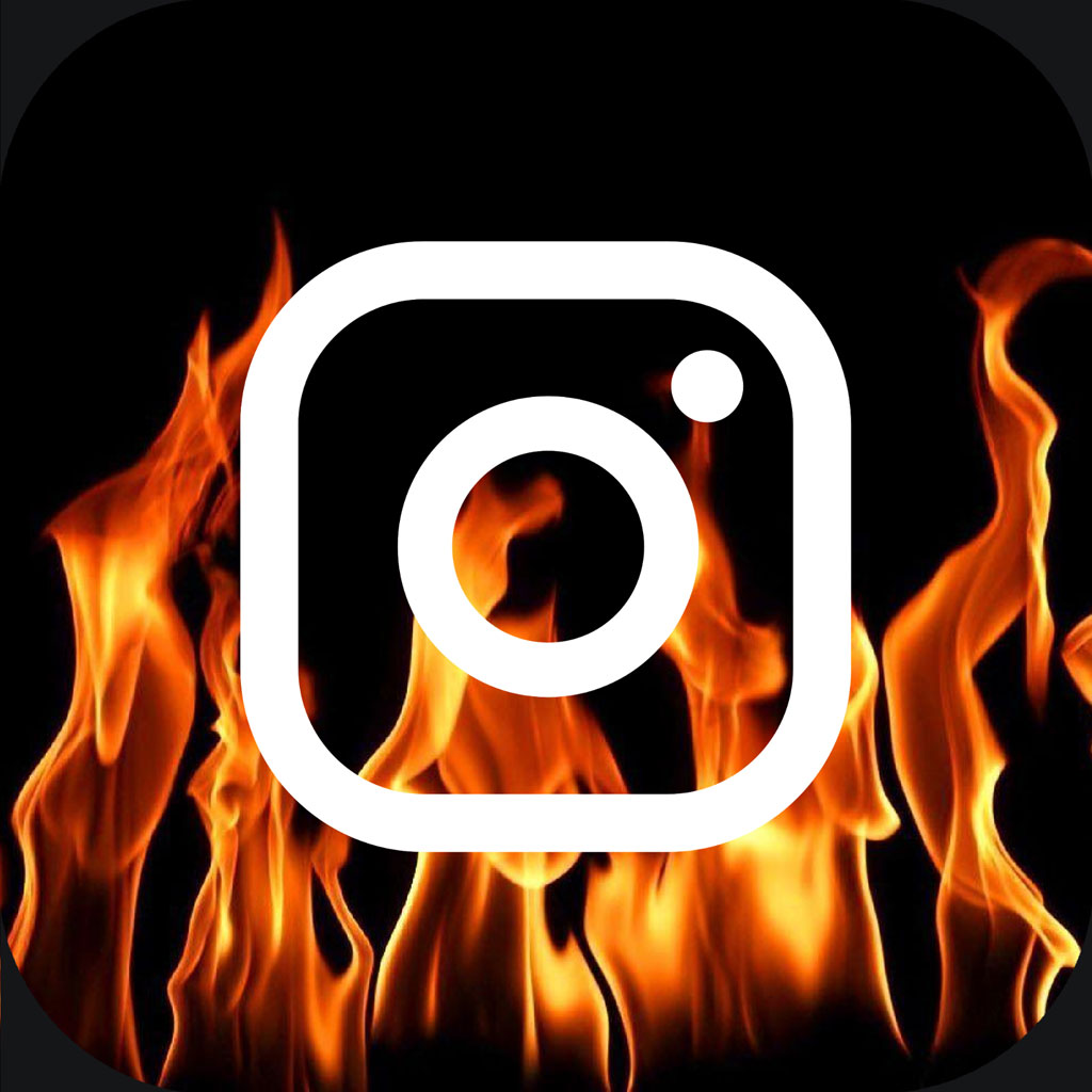 Instagram logo with flames