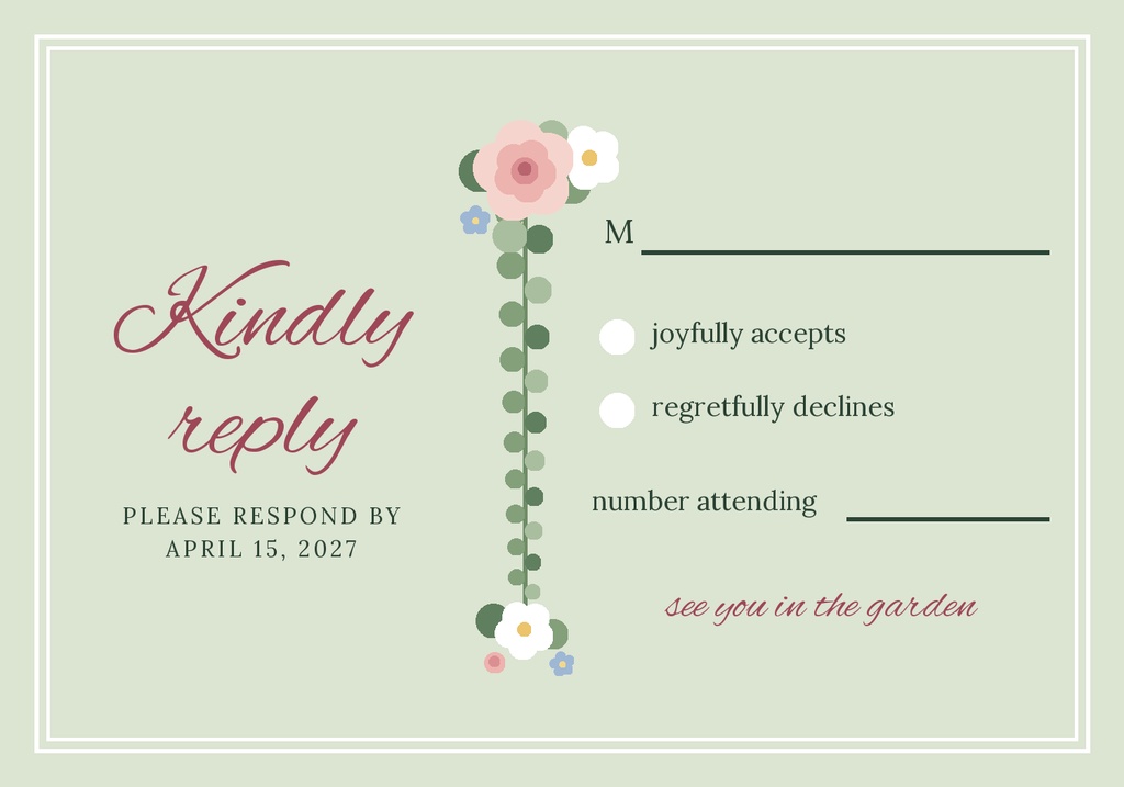 Preview for Garden Party Vows Rsvp Card Template