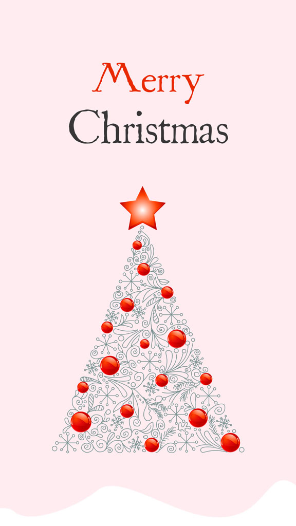 Christmas tree with red ornaments and star