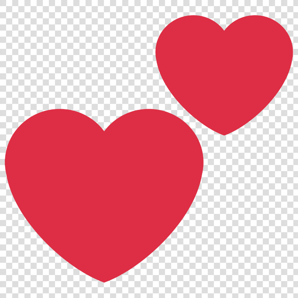 Two red hearts on a white background