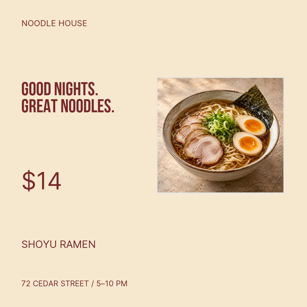 Preview for Noodle House Nights Square Post Template