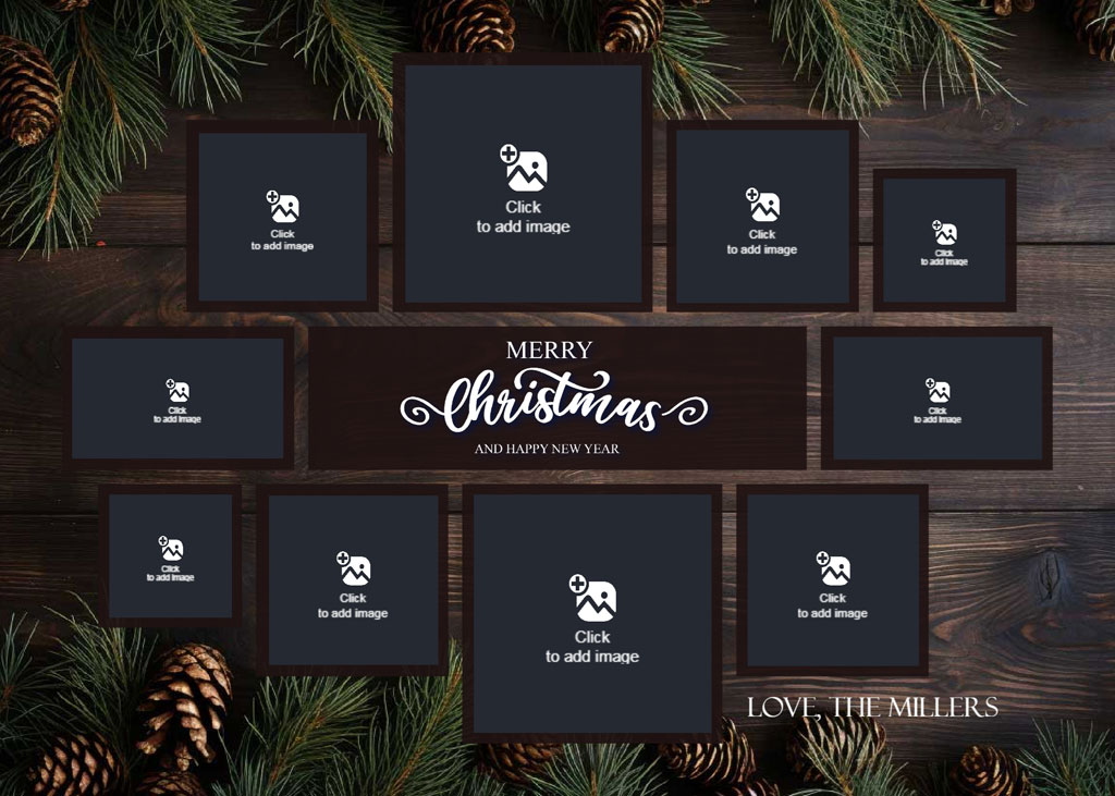 Custom Christmas card template with multiple family photos