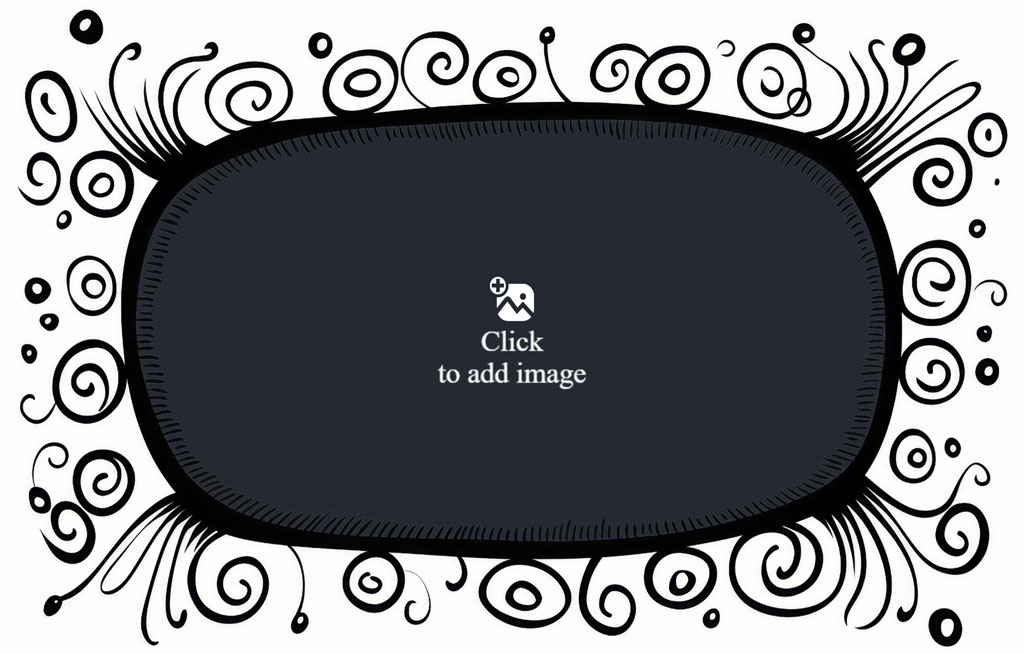 Black oval frame with swirling decorative border