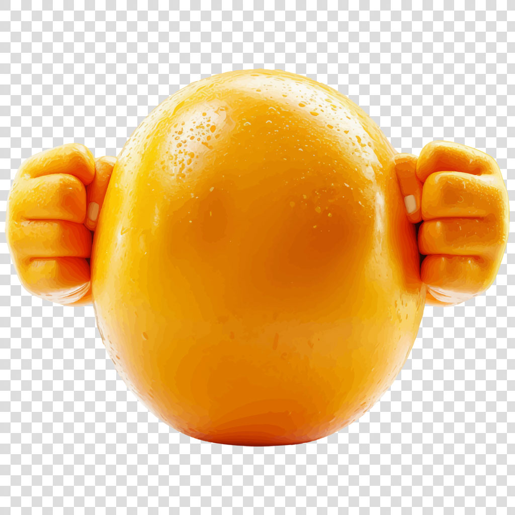 A yellow lemon stress ball with hands