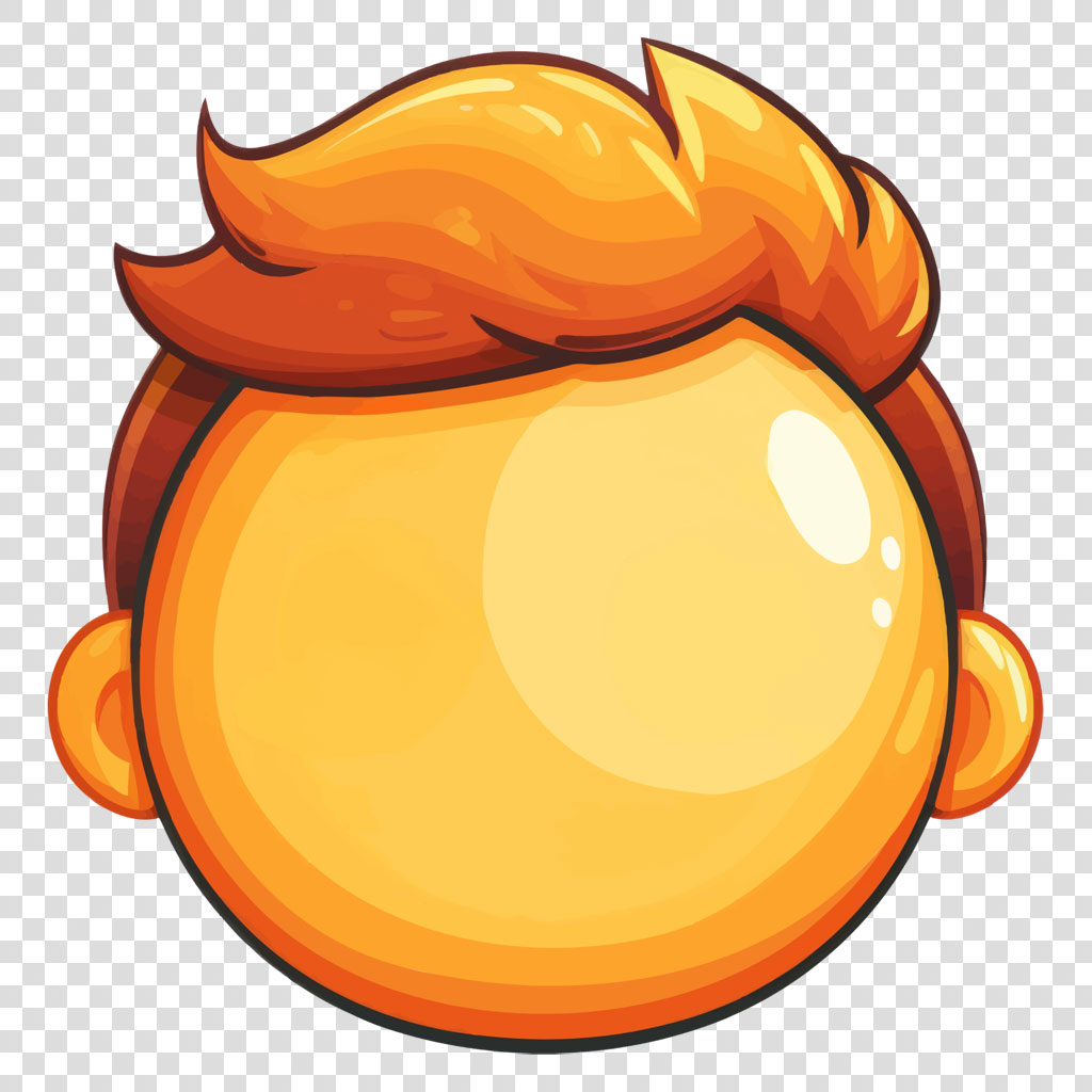 Cartoon character head with orange hair