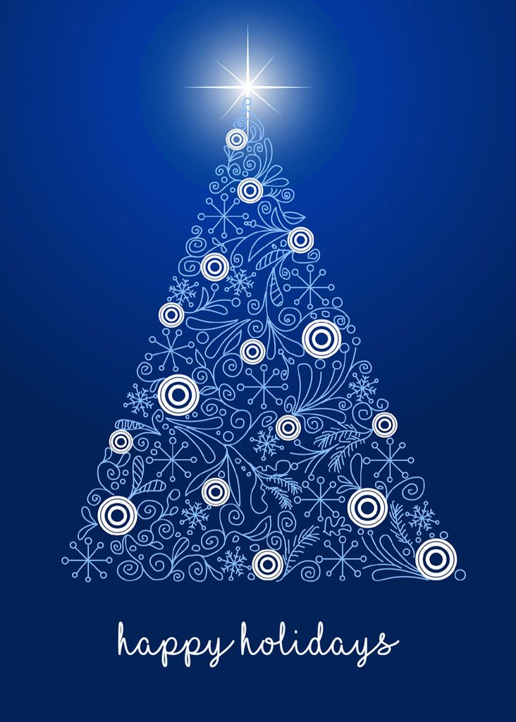 Stylized Christmas tree with ornaments and star