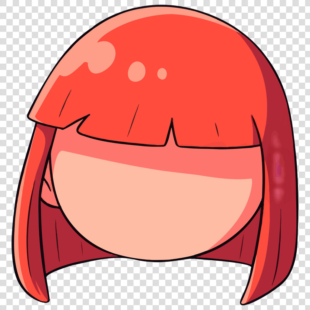 Anime girl with red hair and a smiling face