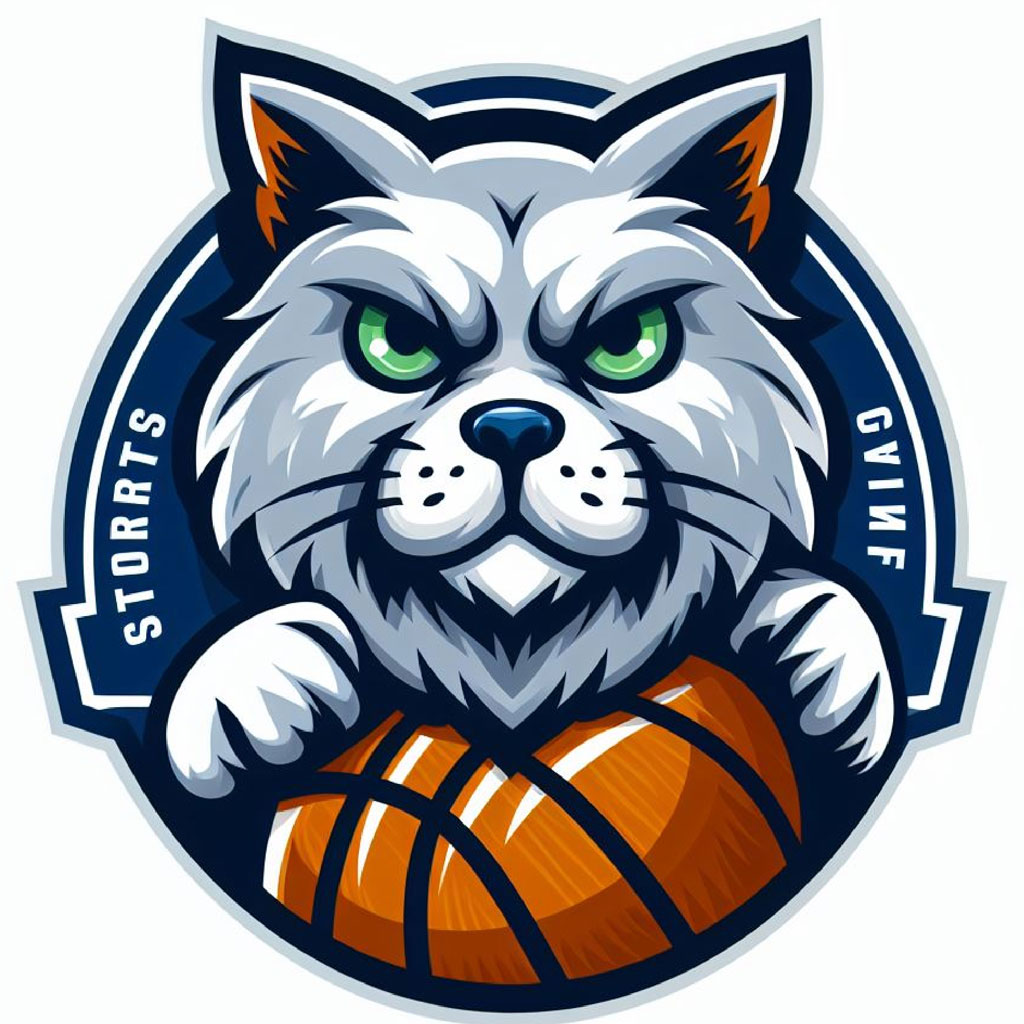 Cartoon lynx head with open mouth and sharp teeth