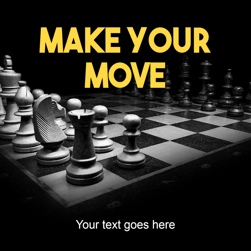 Chessboard with pieces in a strategic position