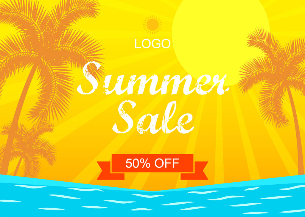Summer sale banner with 50% off