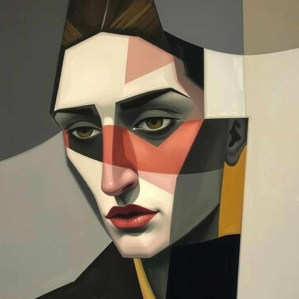 Abstract portrait of a woman with a fragmented face