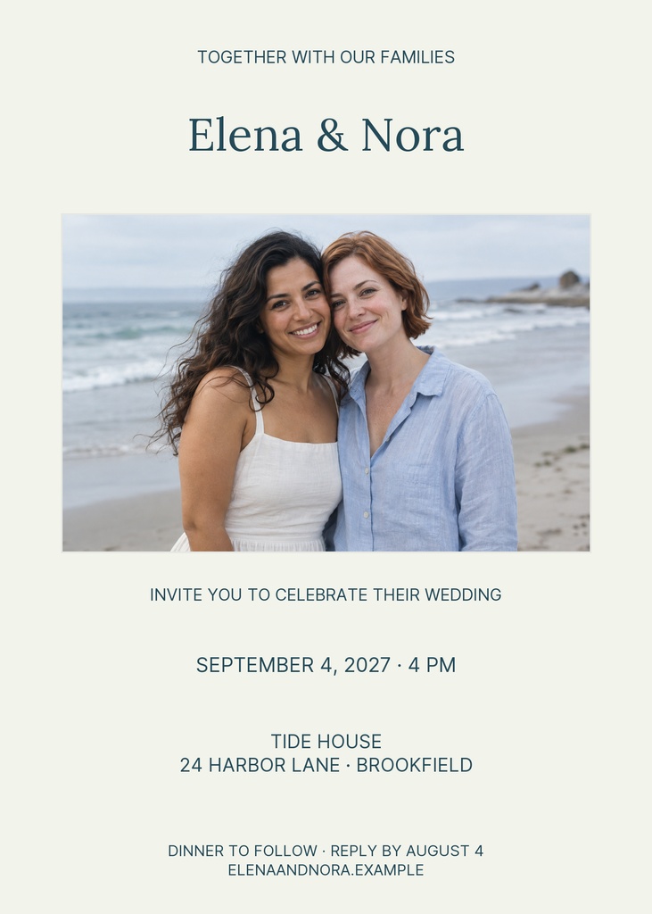Preview for Coastline Vows 5 × 7 Invitation Template