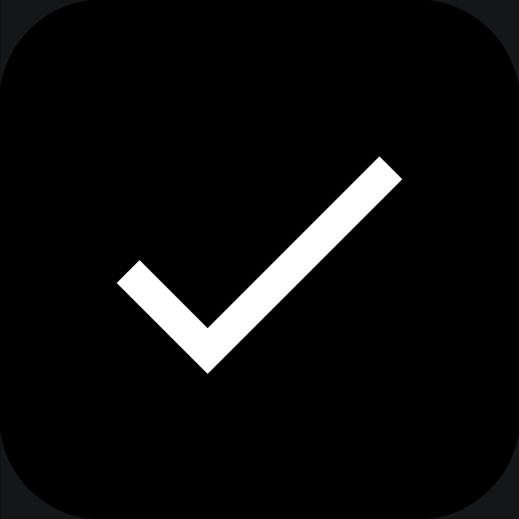 White checkmark icon on black background